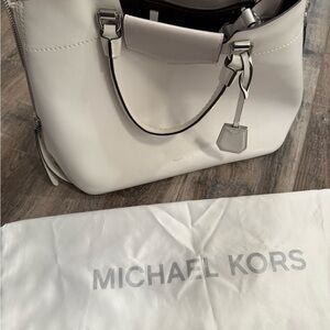 Michael Kors White Shoulder Bag with Silver Accents